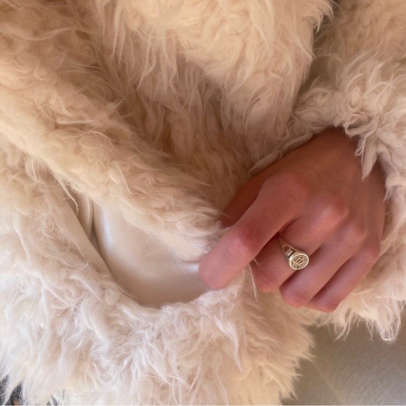 SELFIE faux fur shearling jacket white/cream color sz M - Picture 3 of 4